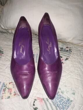 VINTAGE 80's MAUD FRIZON PURPLE LEATHER PUMPS 7.5